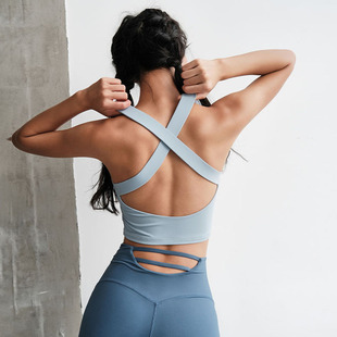 2021 New Yoga Fitness Vest beauty back cross quick-drying wrapped chest running sports training sling dance bra