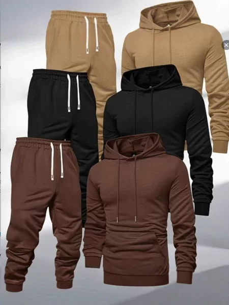 Cross-Border Hooded Simple Casual Sweatshirt Set Solid Color Autumn New Light Version Sweatshirt and Sweatpants Versatile Universal Style