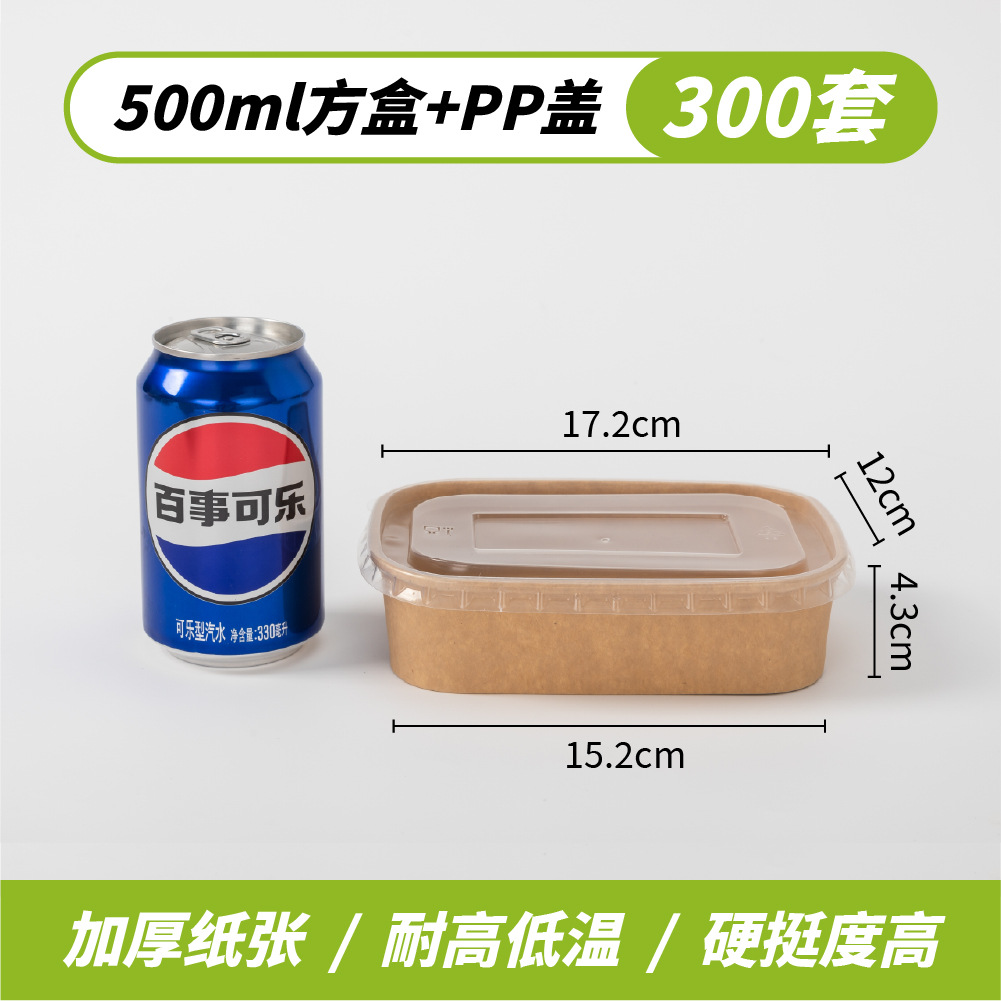 商用卸売り使い捨てクラフト紙ボウル包装箱軽食果物外食弁当箱分解性製品蓋付き