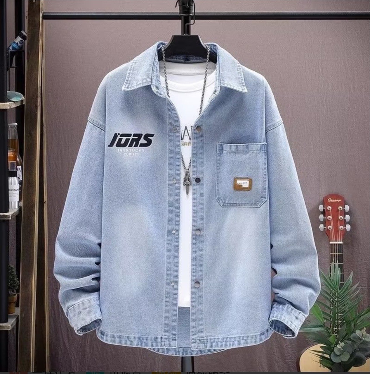 Men's clothing Spring and autumn denim jacket men's new loose new style youth high school junior high school student trendy clothes_voghion.com