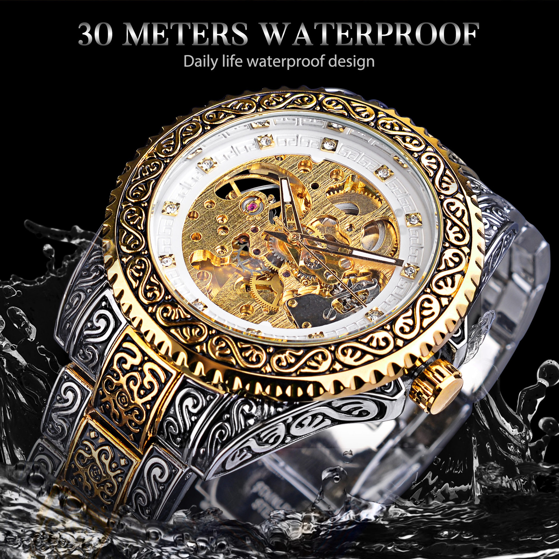Forsining Automatic Mechanical Watch For Men Waterproof Skeleton_voghion.com