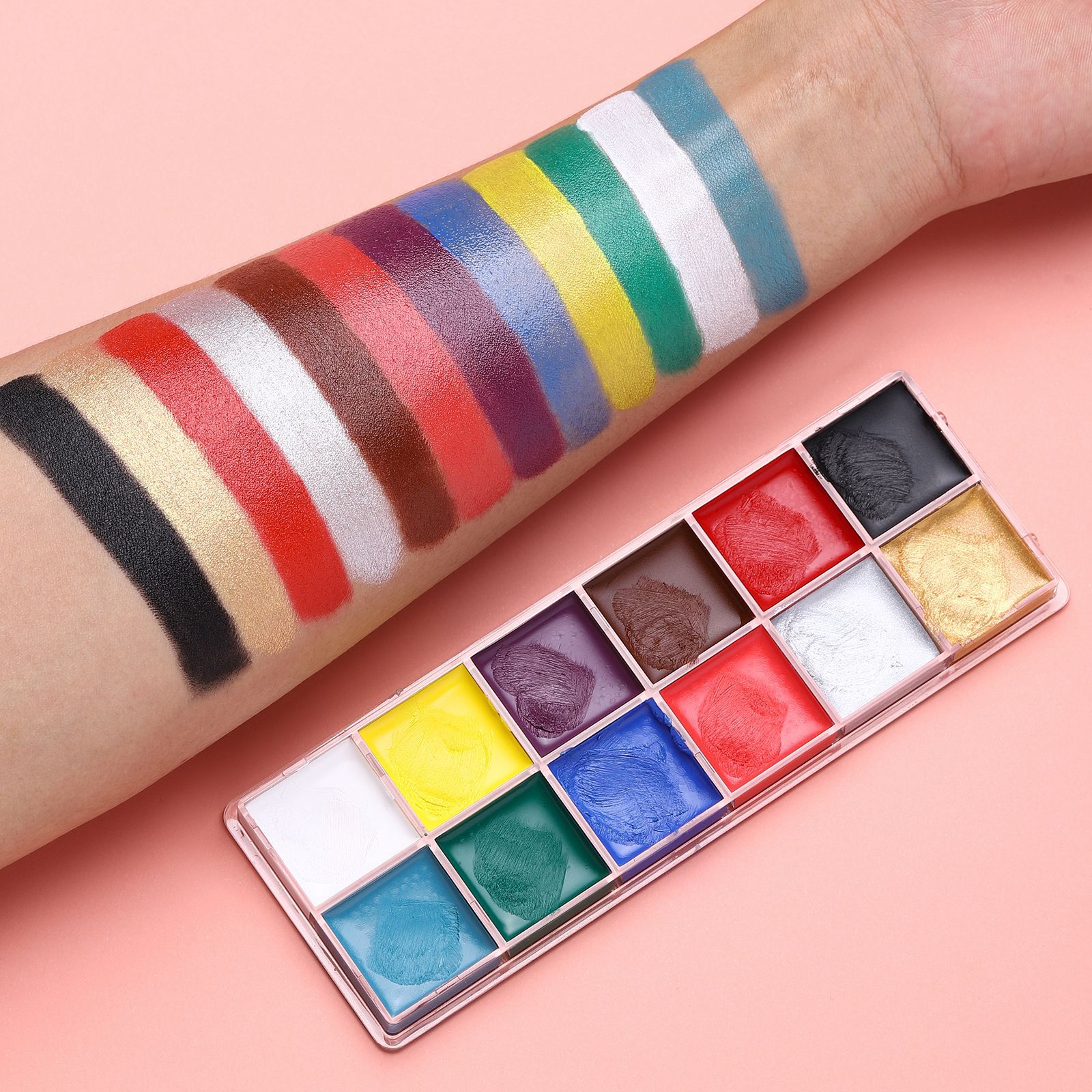 Langmanni 12-color oil-based facial makeup palette Body painting paint Saturation High DIY Face Color cream undefined