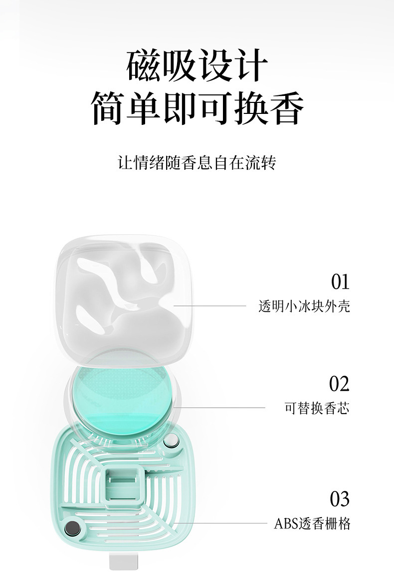 Car air freshener for air vents, creative small ice cube aroma diffuser, freshens the air and eliminates odors, car fragrance