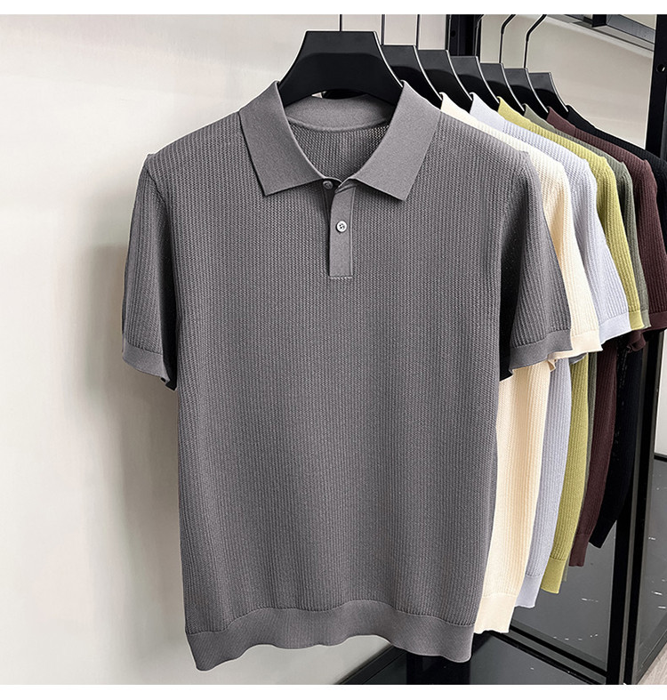 Men's High End Modal Breathable Cooling Collar Polo Shirt New Summer Short Sleeve Knitted T-Shirt Comfortable Fashion Top_viptrois.com
