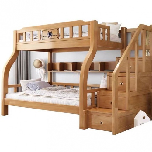 3x all solid wood bunk beds, double-layer children's bunk bed, two-story high and low double bed, adult dormitory bunk bed plus bunk bed