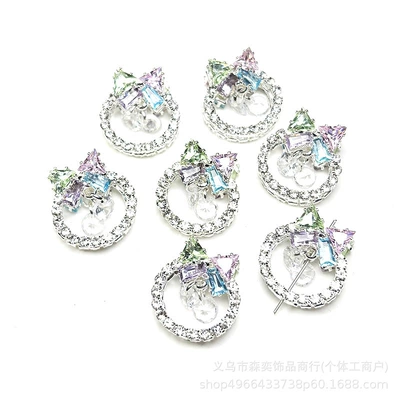 Butterfly Wreath Vertical Hole Spacer: Zərgərlik ara hissələri - bow-garland-colorful-zirconium-double-sided-zircon-vertical-hole-components