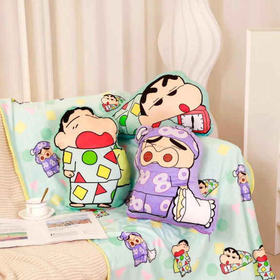 새로운 만화 작은 새 베개 에어컨 담요 투인원 이중 사용 사무실 담요 베개 커버 담요