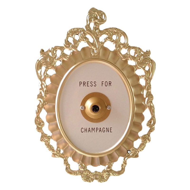 Timbre de Puerta Francés de Metal Nuevo, Decoración Creativa para Sala de Estar, Timbre Inalámbrico Vintage Color Champán