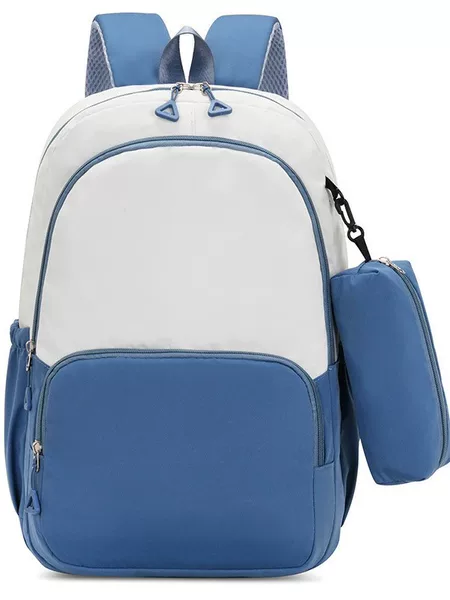 New Simple Korean-Style Color-Block Backpack Two-Piece Set, Best-Selling School Bag for Students, Water-Resistant, Large Capacity