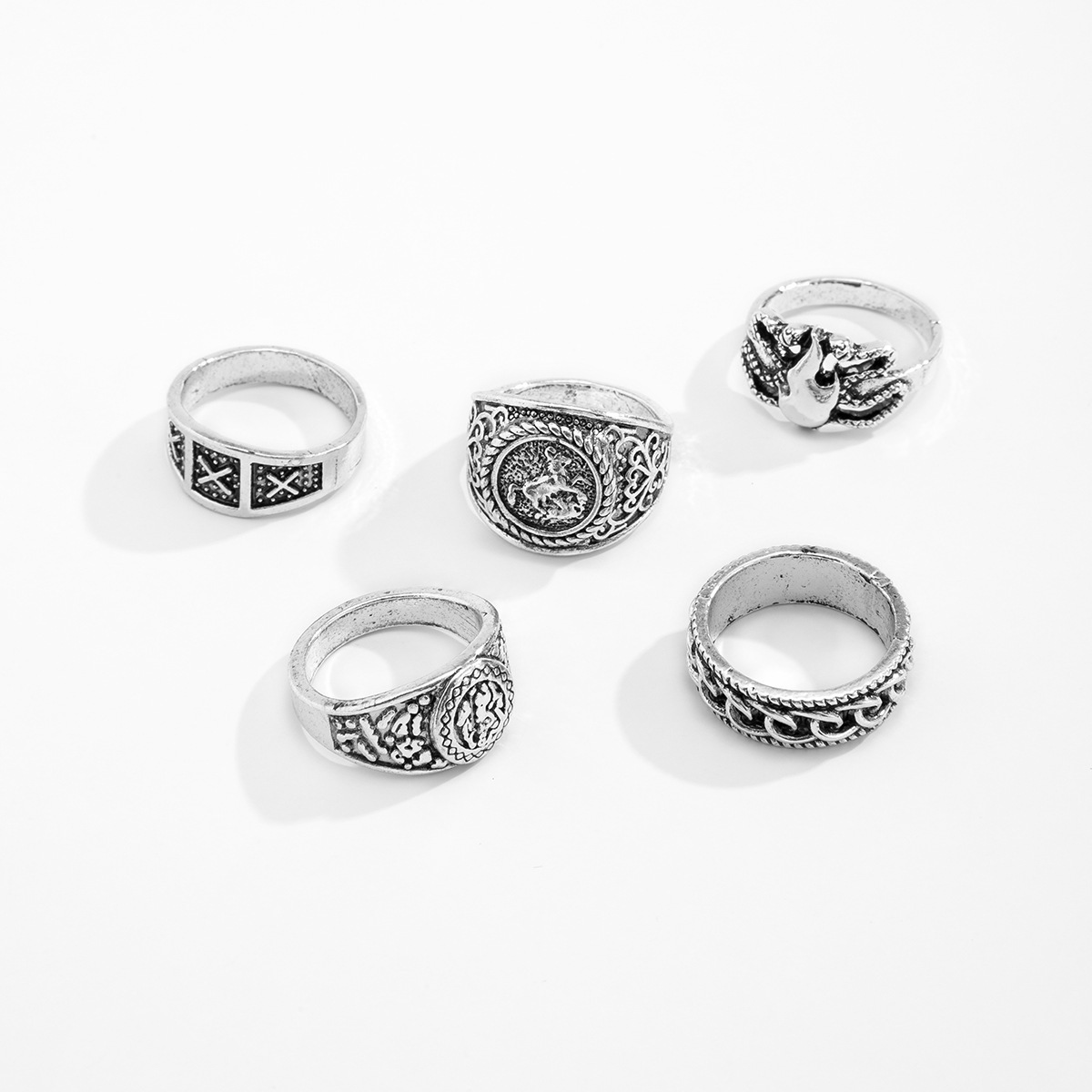 Men's Gender Hip-Hop Retro Animal Alloy Plating Men's Rings Men Ring Sets