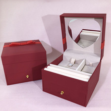 厂家直销红色蝴蝶结带镜子三金收纳盒黄金珠宝饰品盒套装现货批发