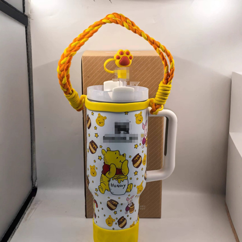 新款小熊维尼史丹利保温杯可爱卡通手提汽车杯便携车载手柄冰霸杯|undefined