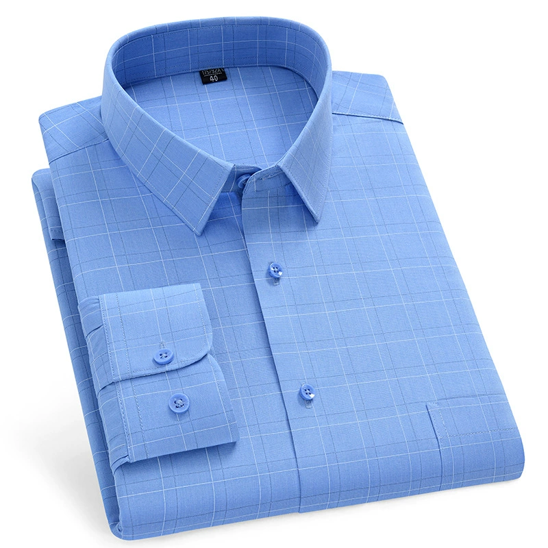 Новая весенняя мужская рубашка в стиле кэжуал, из высококачественного хлопка, немнущаяся, в клетку и полоску.