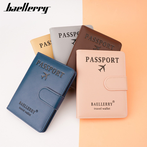 Baellerry new unisex passport bag cross-border anti-magnetic buckle multi-functional RFID travel ticket passport holder