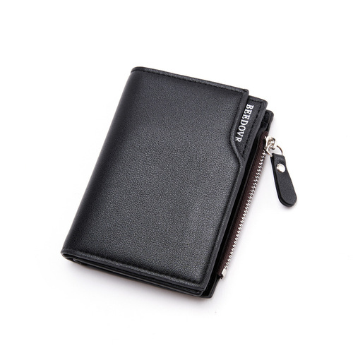 Cross-border supply  men's new zipper short wallet multi-card slot fashion vertical mini snap coin purse