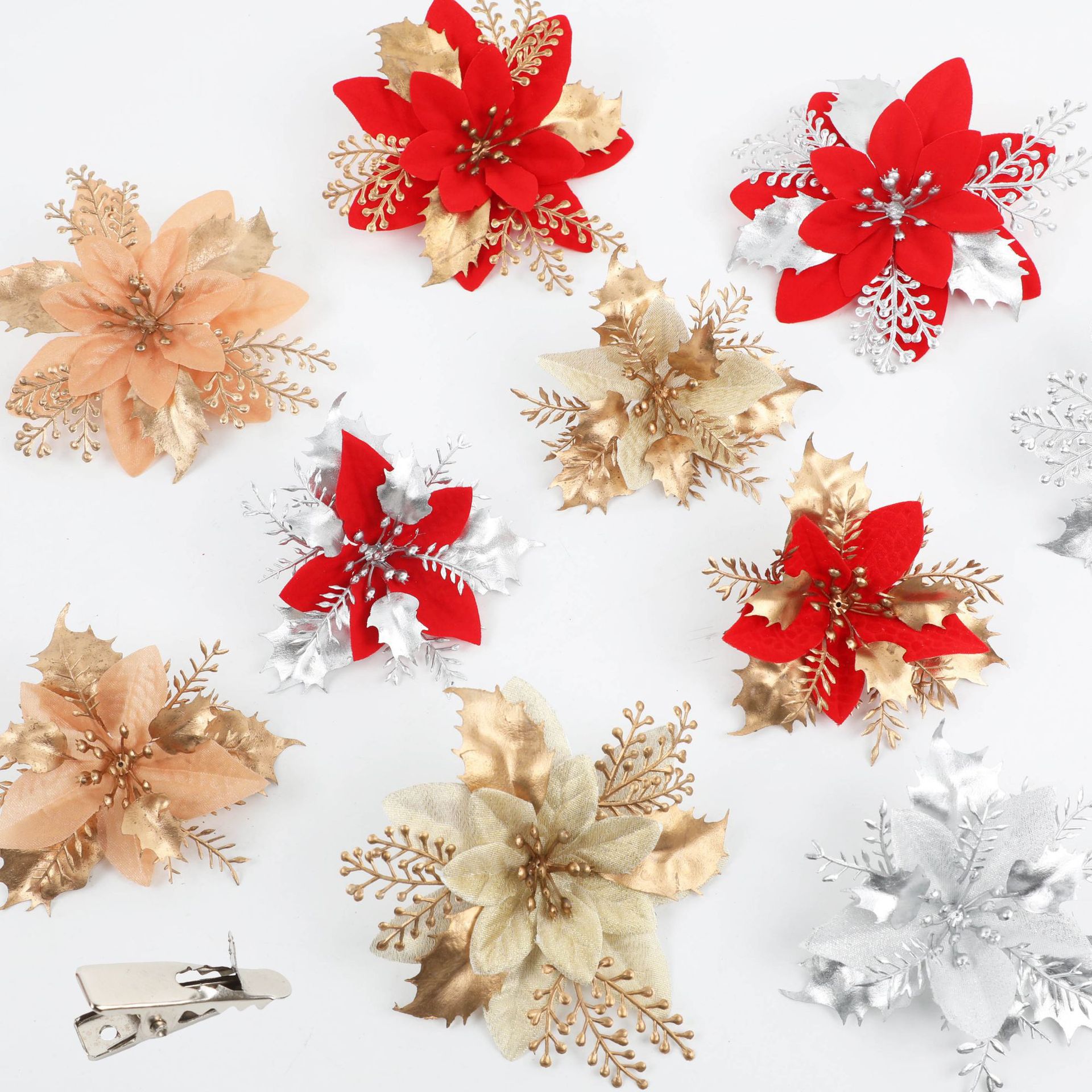 Navidad flores de polvo de oro flor de polvo de cebolla corona de polvo de flores accesorios de decoración artificial árbol de Navidad al por mayor