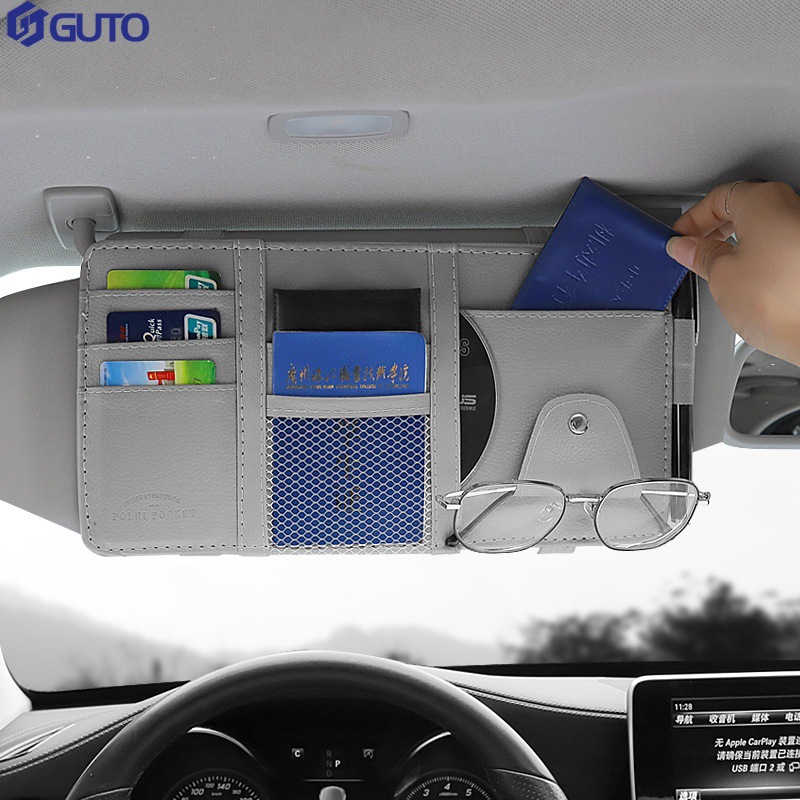 Car Organizer Zipper Storage Sun Visor Holder Sunglasses Storage Clip Car Hanging Organizer