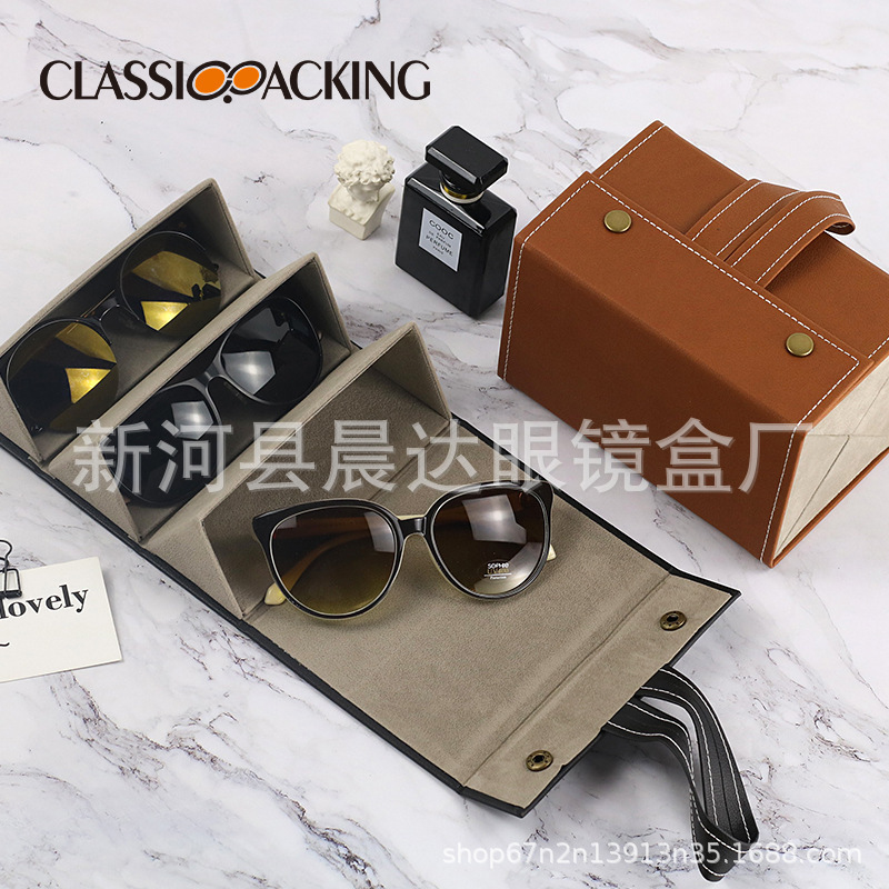 Glasses box manufacturers handmade leather hexagonal multi-grid box advanced sense lift glasses sunglasses storage box customization