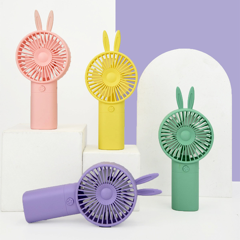 新款糖果色手持小風扇 usb充電可愛卡通小兔便攜式學生宿舍電風扇