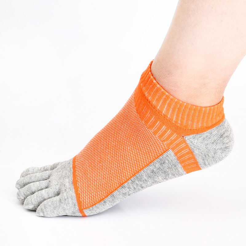 Calcetines de cinco dedos Algodón peinado de los hombres Cuatro estaciones Calcetines cortos gruesos medianos Malla transpirable calcetines en caja fábrica al por mayor calcetines de algodón