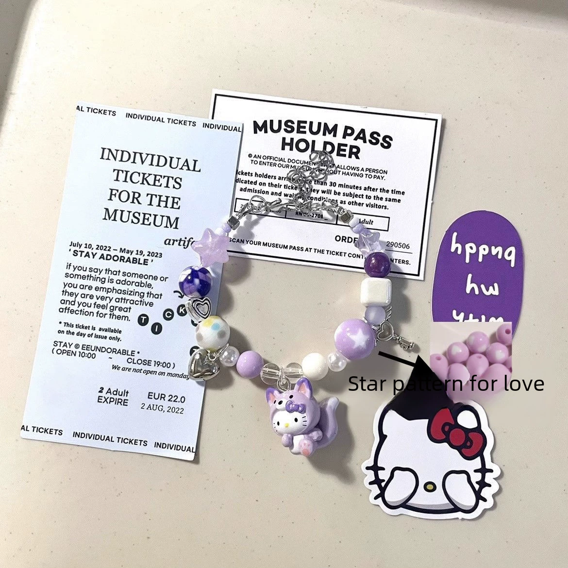 Браслет с бусинами (Hello Kitty) DIY, нежный розовый Angel KT