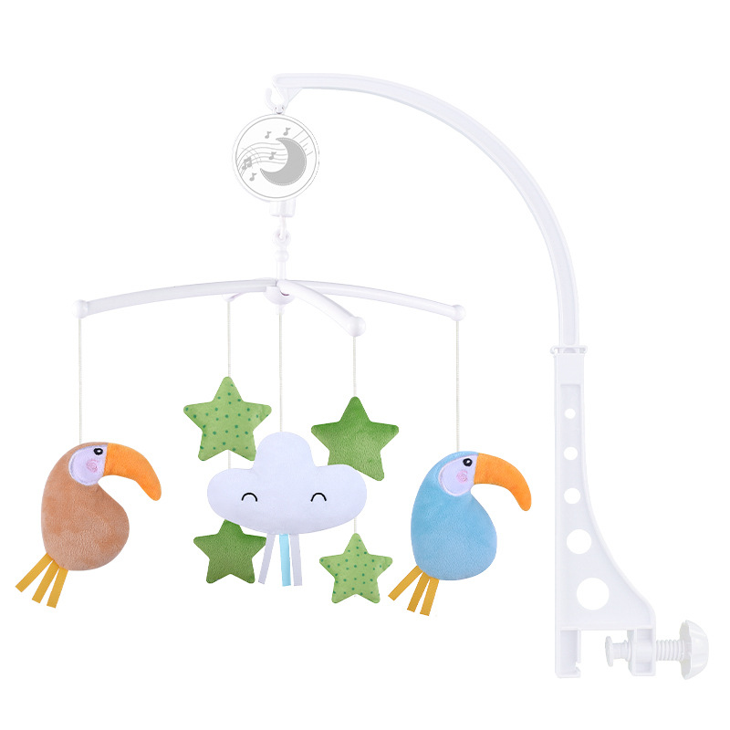 Juguetes para bebés 0-1 años de edad campana de noche soporte giratorio música melodía tela edredón cama colgando sonajero juguetes para bebés