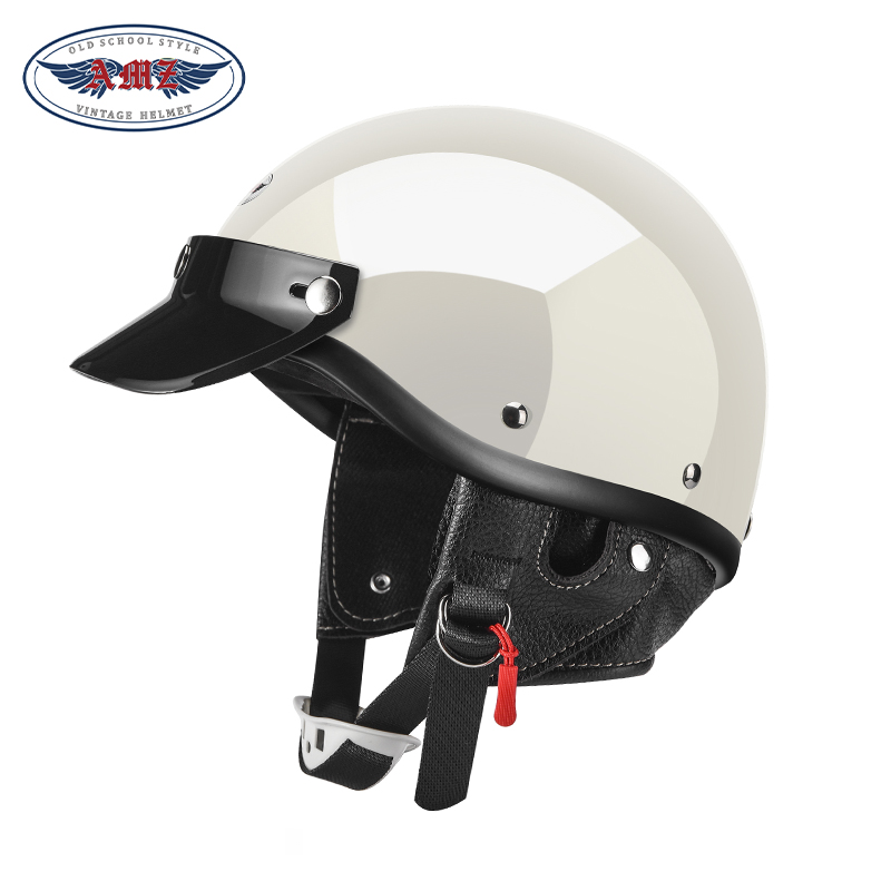 Ha Lei Motorcycle Helmet Retro Harley Half Helmet Summer 3C Certified (Auto Parts and Accessories) - xs-white