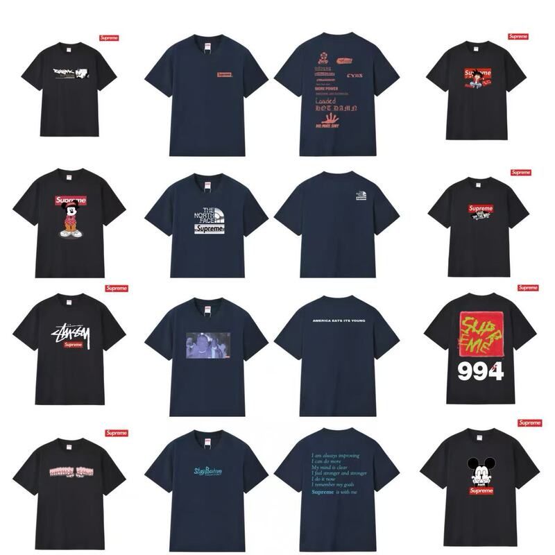 High-End Version of the Cross-Border American Fashion Brand Supreme, Letter Logo Printed Box Round Neck Short-Sleeved T-Shirt for Men and Women, Loose and Casual High-End Version of the Cross-Border American Fashion Brand Supreme, Letter Logo Printed Box Round Neck Short-Sleeved T-Shirt for Men and Women, Loose and Casual
