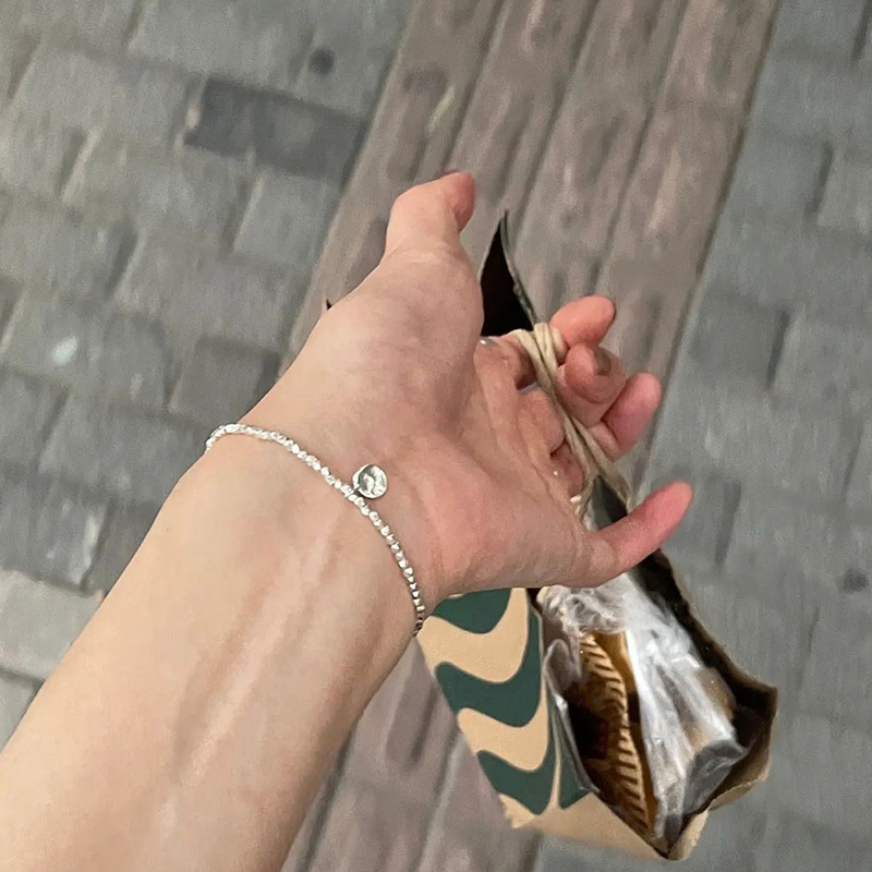 S Pure Fragmented Silver Irregular Pendant Bracelet 2023 Beaded Handmade Jewelry Gifts to Best Friends Trend_voghion.com