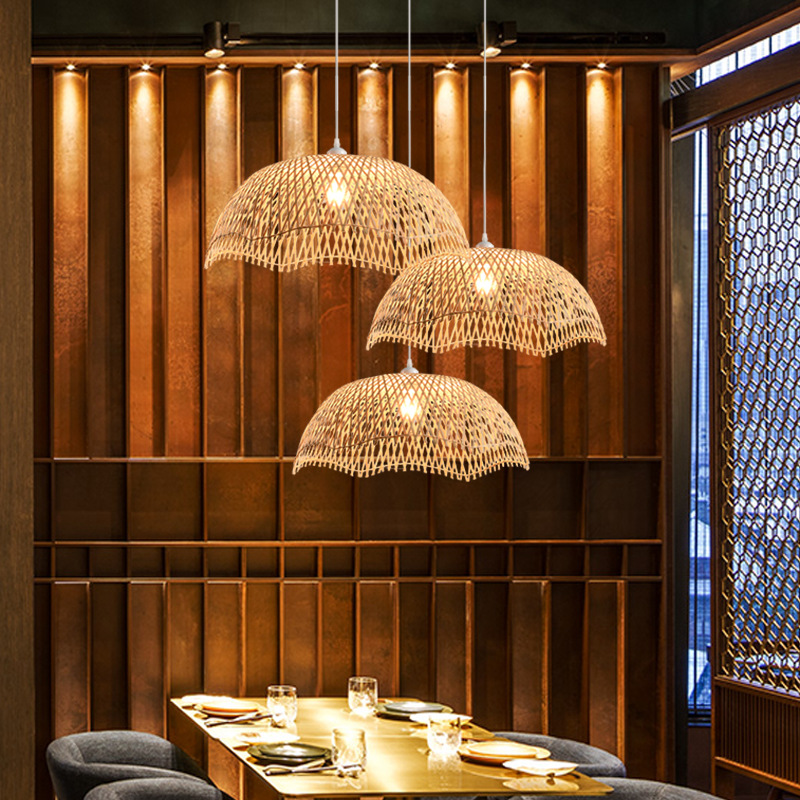 Chinese pastoral style bamboo lantern chandelier Inn restaurant bamboo lighting B & B bamboo art antique hot pot restaurant lamps
