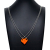 Accessory, constructor, double-layer necklace, round beads heart-shaped, pendant, sweater, European style