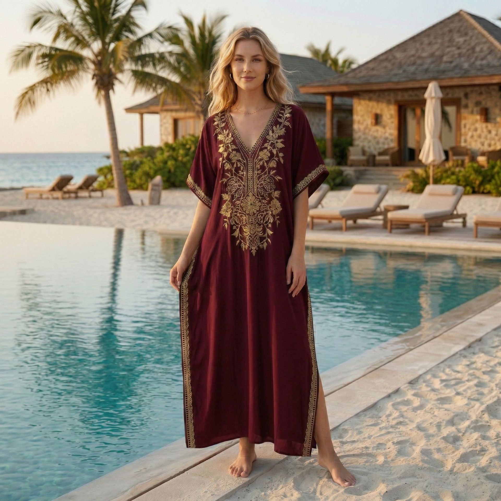 New in stock: Vacation loose-fitting beach dress, long skirt, beach cover-up L23167 (available in multiple colors)