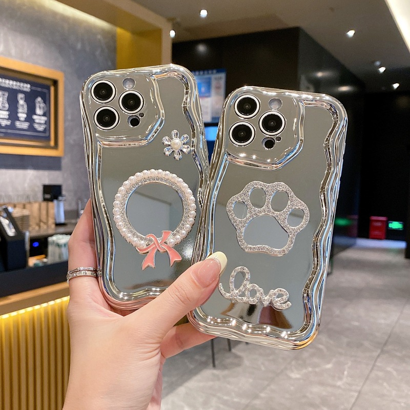 Luxury Silver Plated Pearl Mirror Phone Case For Iphone Series_voghion.com