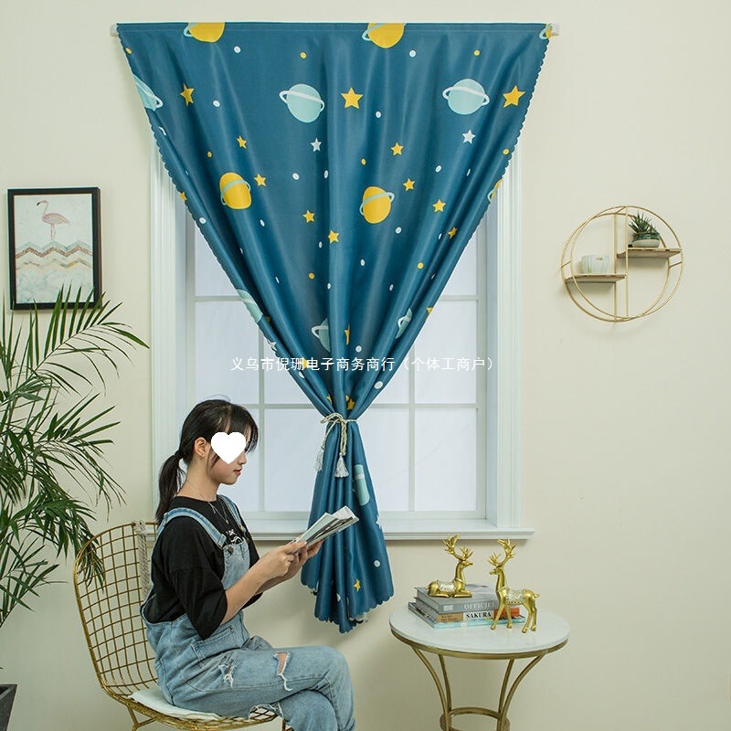 Blackout Sunshade Fabric for Balcony, Bedroom, Perforated Dormitory, Heat Insulation, Easy-To-Install Magic Tape Curtains, Fully Simple and Modern