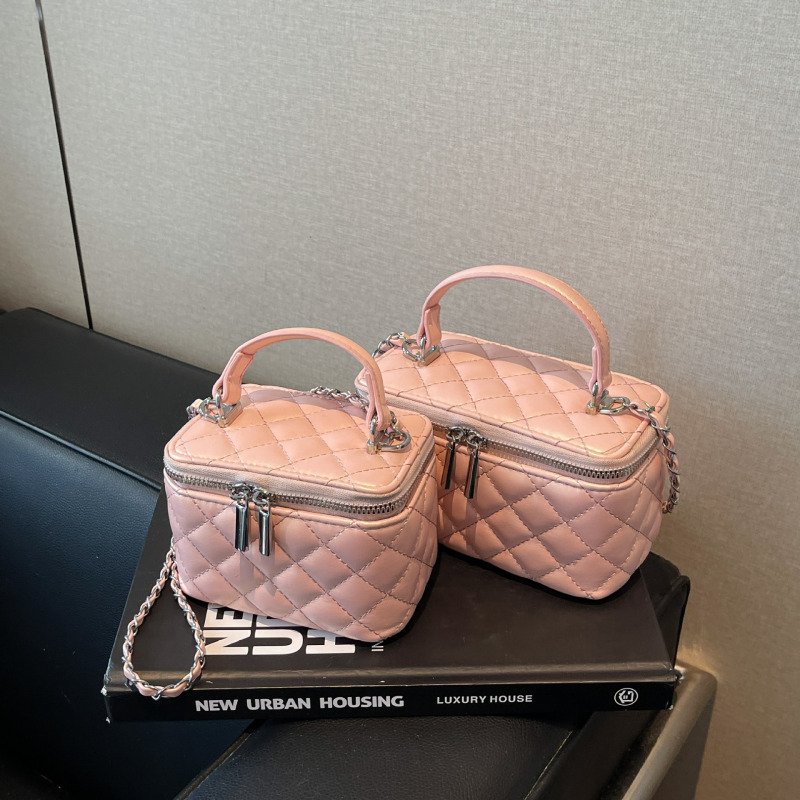 韓国風ファッション菱形ボックスバッグニッチシングルショルダークロスボディ刺繍バッグレディース新しいチェーントレンディクロスボーダー小さなスクエアバッグ|undefined