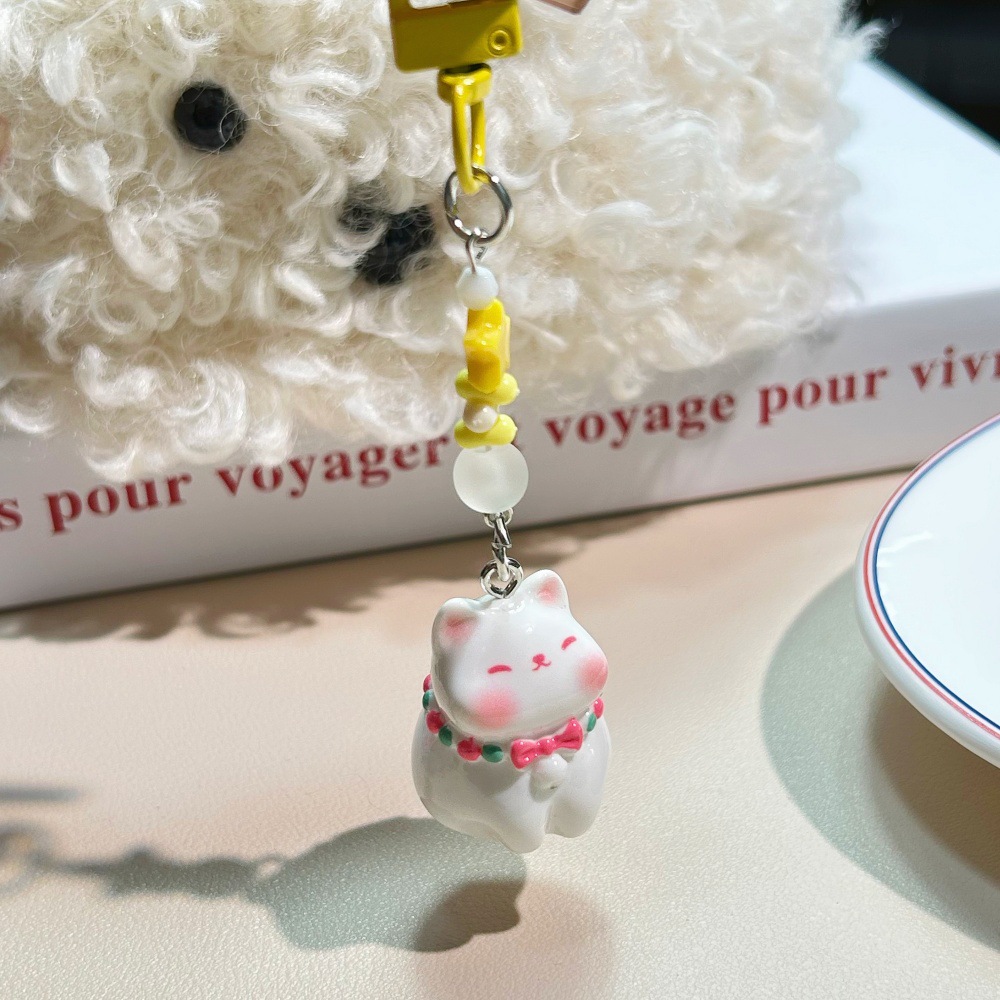 Lindo gatito tridimensional colgante llavero flor niña corazón ins viento dulce animal colgante con cuentas regalo