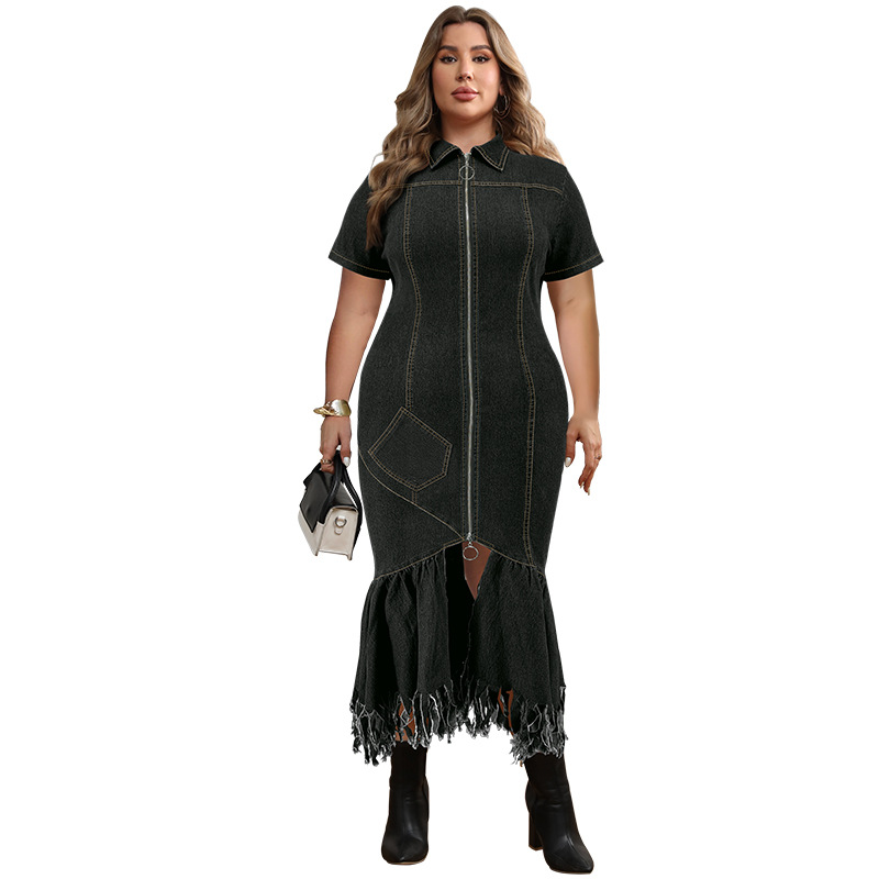 Women's Clothing Elegant Plus Size Women's Denim Dress Style Fashion For Formal & Casual For Women Striped Print Long_ecoleips.com