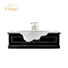 现代豪华陶瓷耐刮易清洁洗浴盆嵌入式带水龙头浴缸酒店高档沐浴槽