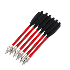 弓箭射擊6.75英寸鋁杆弩箭 紅色短箭一盒6支 直徑6mm全長17cm