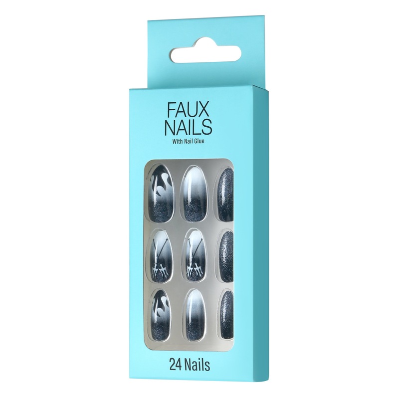 Halloween Snake Skull Head Flame Pattern Fake Nails Abs Acrylic Material Self-Adhesive Plastic Nail Stickers Factory