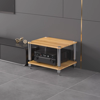 Cabinet, Foot Spikes, Stand Legs, Electric car big tripod - two-layer-split-light-walnut-color