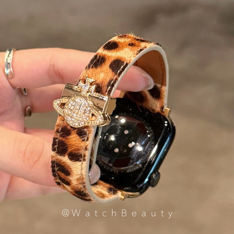 High-End Leopard Print Saturn Magnetic Buckle Apple Watch Strap Suitable for Apple Watch 10 iWatch 11 S9 High-End Leopard Print Saturn Magnetic Buckle Apple Watch Strap Suitable for Apple Watch 10 iWatch 11 S9