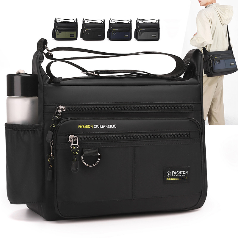 Trendy brand men's bag, new Oxford cloth shoulder bag, Korean style casual large-capacity crossbody backpack, horizontal men's bag
