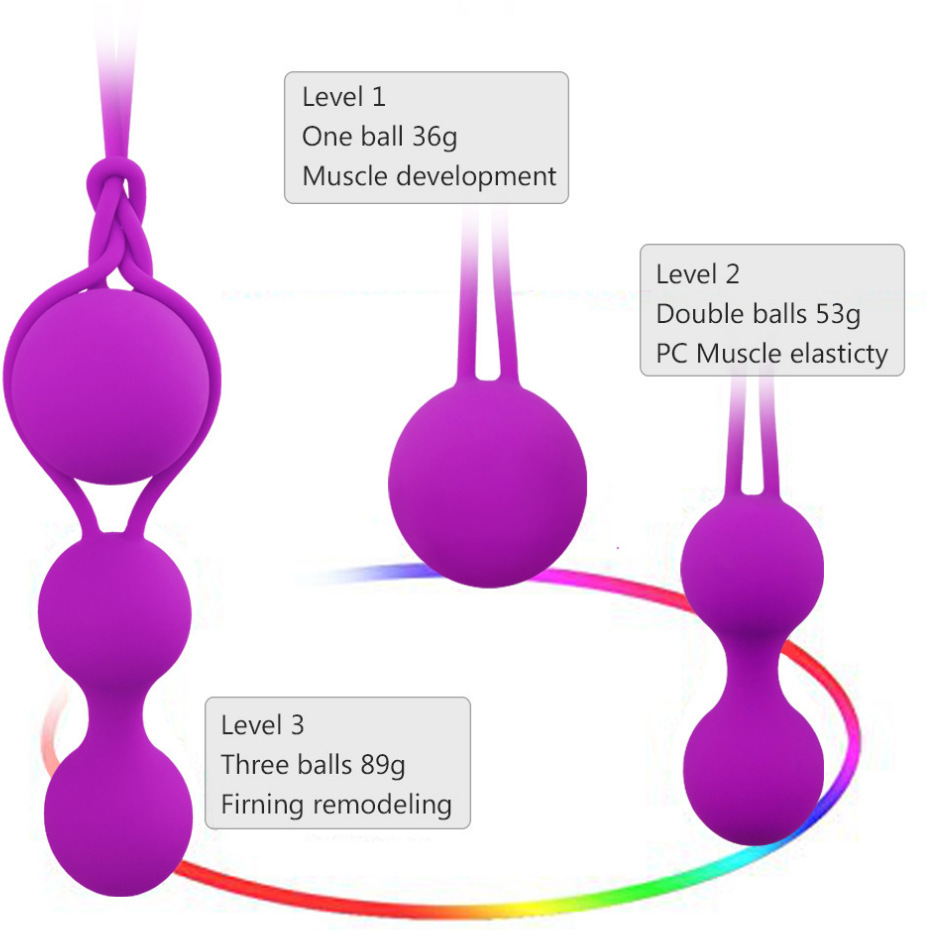 Vaginal Dumbbell Kegel Trainer 3-Piece Set, Silicone Vibrating Pelvic Floor Balls, Pink — detail image 5