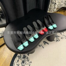莞产高定26新款小香风粗跟高跟鞋真皮法式包头一脚蹬半拖鞋女外穿