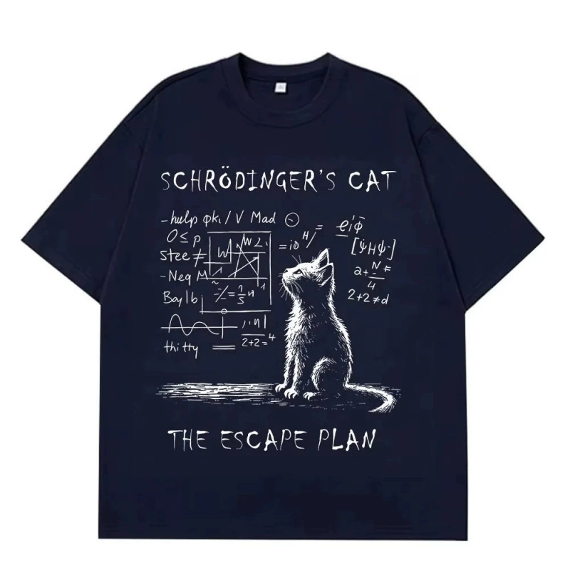 Футболка Ouma с принтом Schrödinger's Cat, чистый хлопок, унисекс S–XXXL