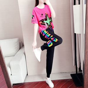 运动套装女2022新款夏季时尚短袖两件套韩版宽松广场舞服装