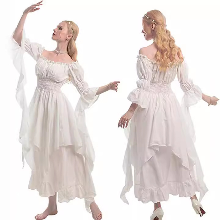 Amazon Aliexpress Medieval Halloween Cosplay Renaissance Dress Court Style Corset Long Dress European and American