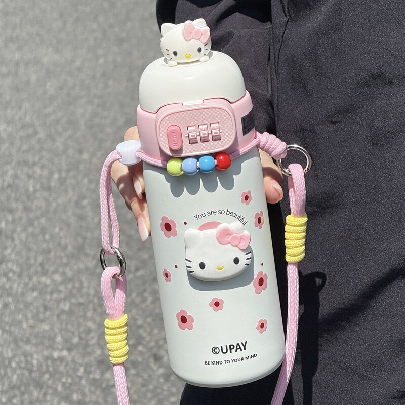密码锁保温杯儿童指纹水杯男女孩小学生上学专用吸管便携杯子水壶|undefined
