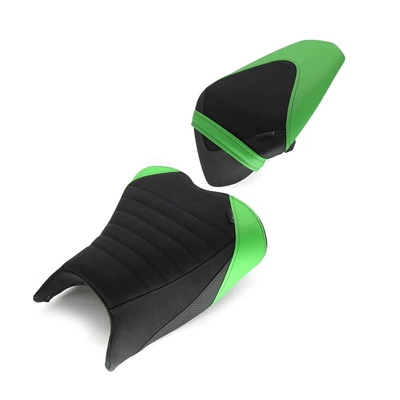 Suitable for KAWASAKI Kawasaki: Motorcycle cushion - green-set-of-front-and-rear-seat-bags